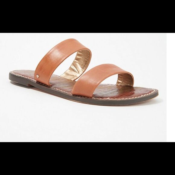 Sam Edelman Leather Double Strap Slide Sandals Gala Saddle - Medium - Picture 2 of 6